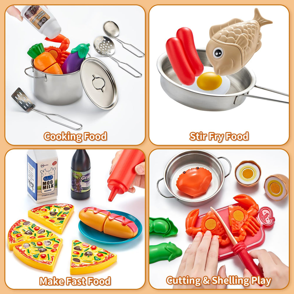 Kidsciety cuttable food assortment showing slice-and-rejoin play benefit