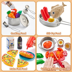 Kidsciety cuttable food assortment showing slice-and-rejoin play benefit