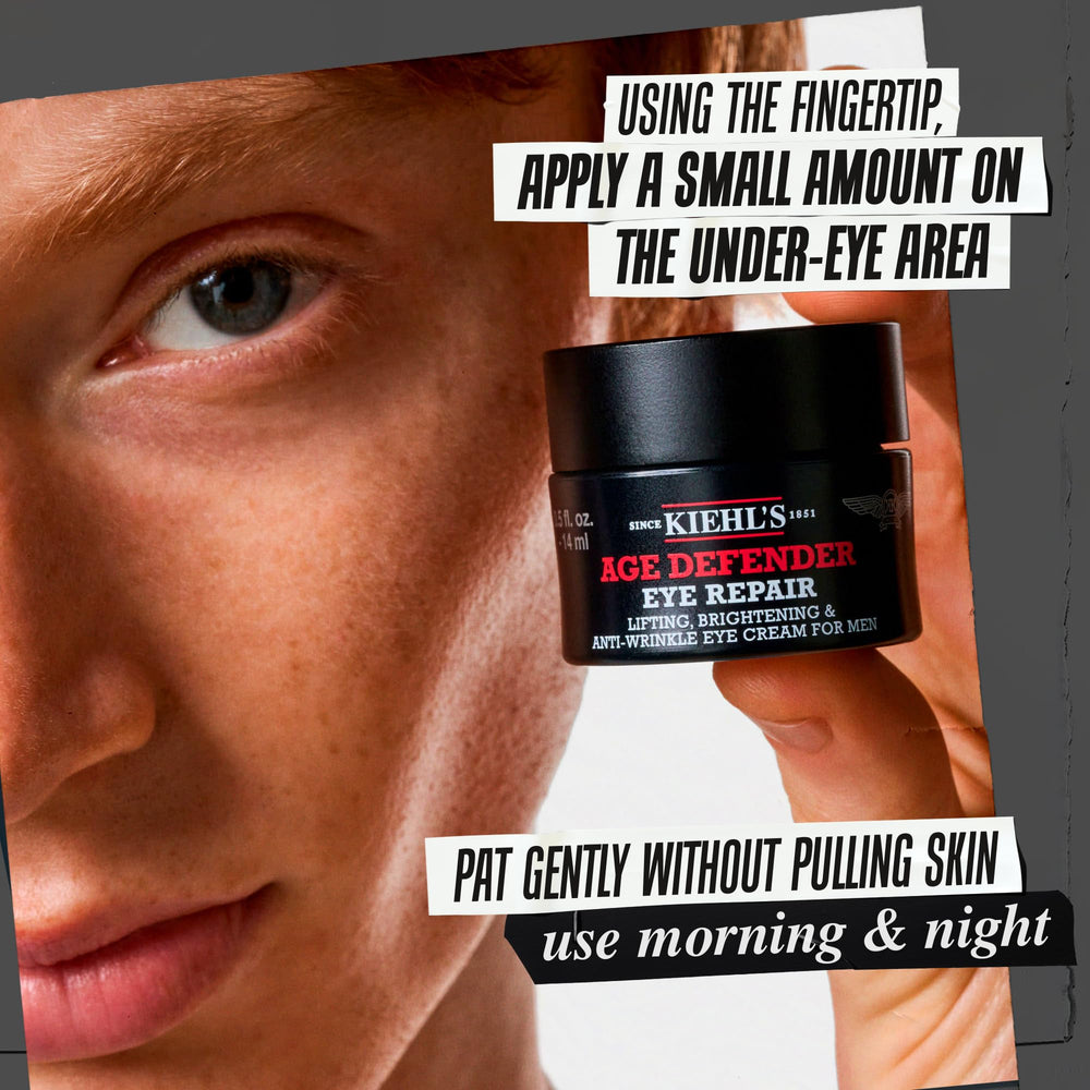 Kiehl's Age Defender Eye Repair in a morning routine setting promoting refreshed appearance