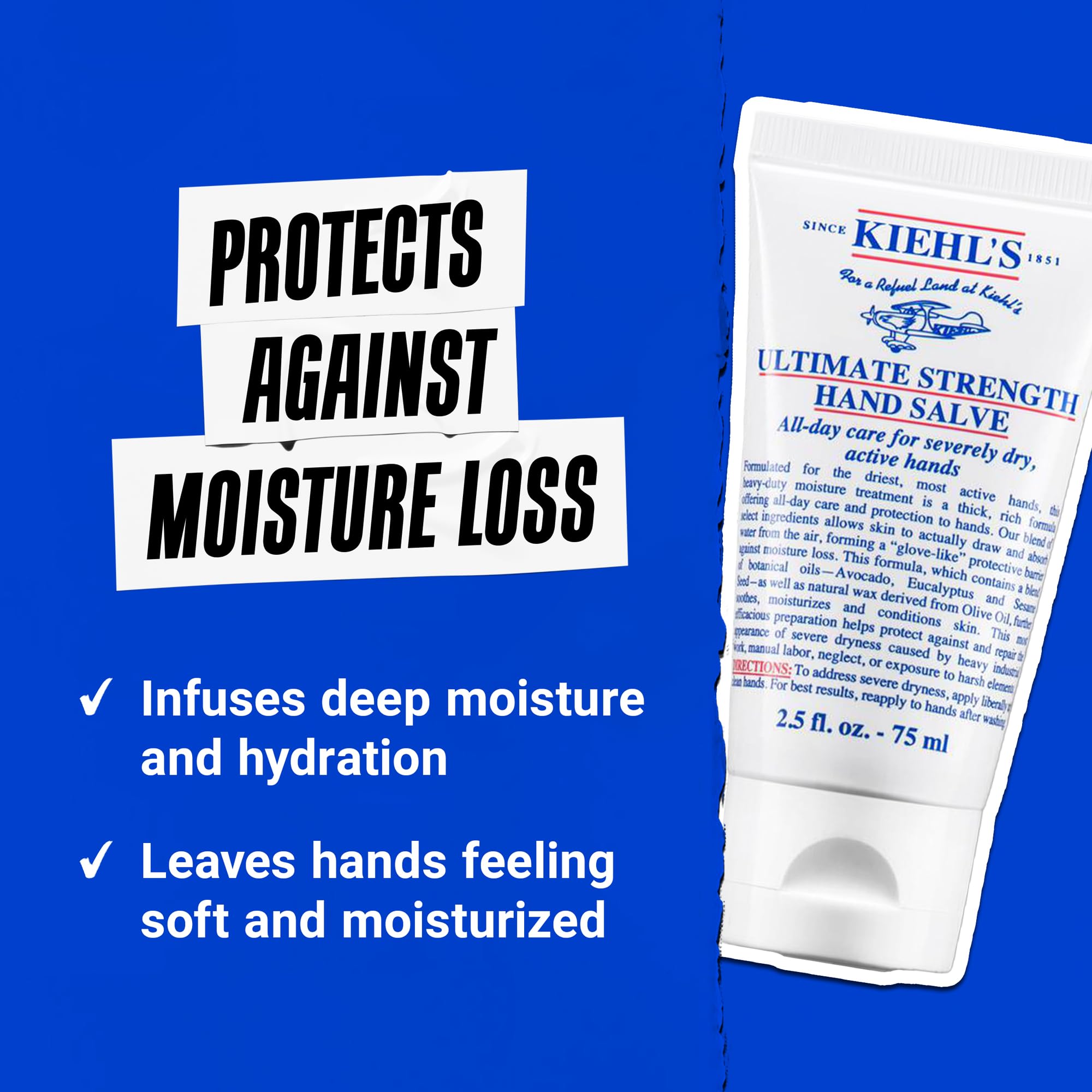 Kiehl's hands applying salve illustrating instant smoothing and relief
