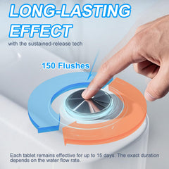 KIISIISO tablet resting in toilet tank demonstrating easy drop-in use