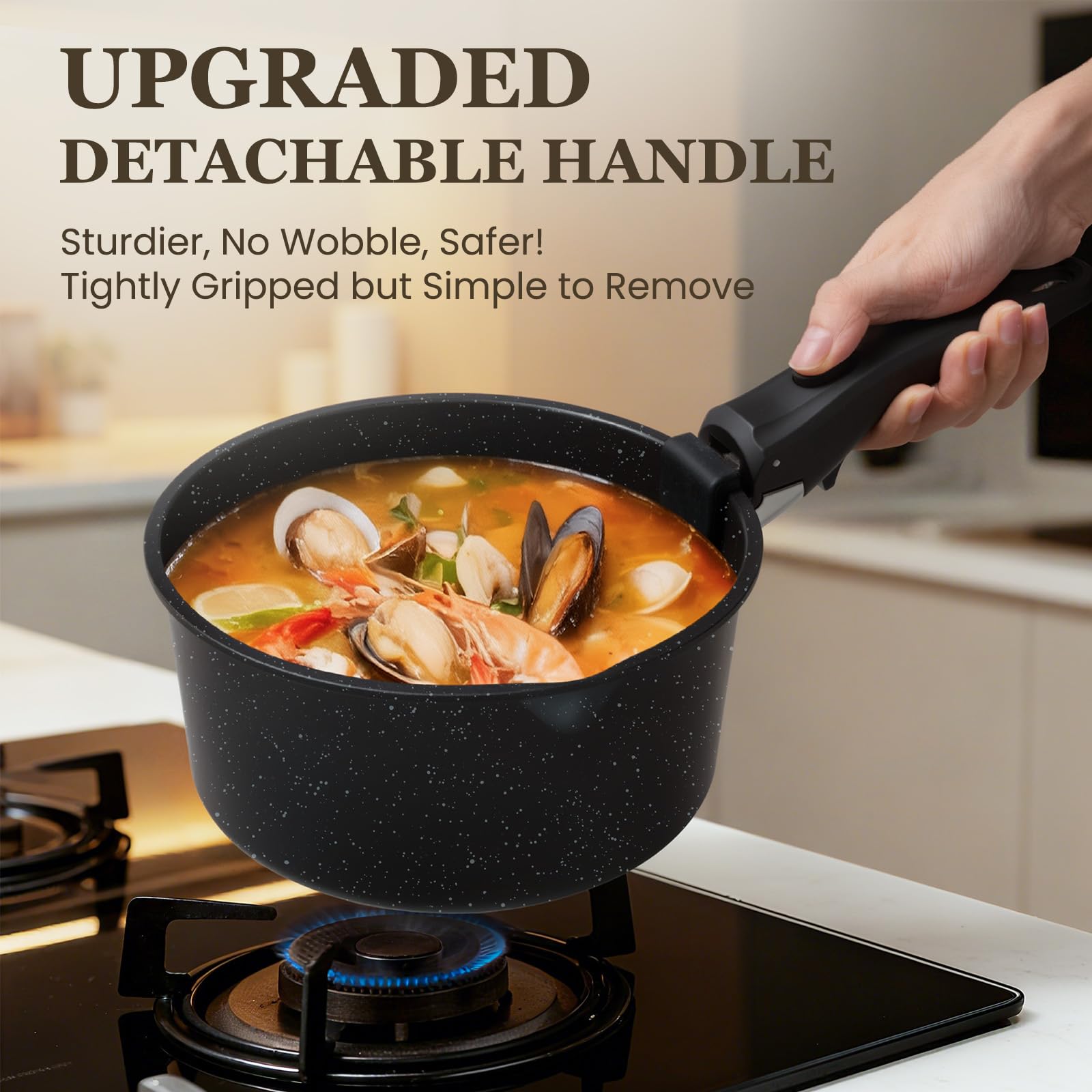 Kikcoin nonstick surface texture close-up highlighting easy food release and low-oil cooking benefit