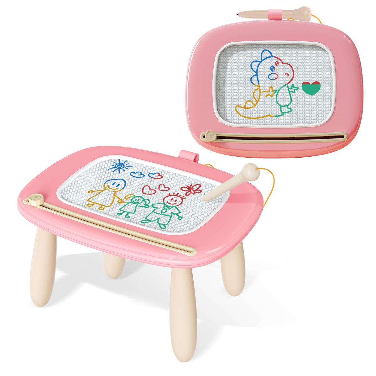 Kikidex front view soft pink drawing board shows neat design and easy grip