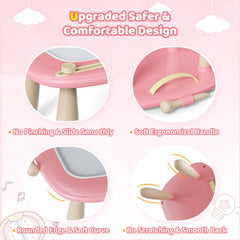 Kikidex adjustable leg detail showing three-height settings for comfort