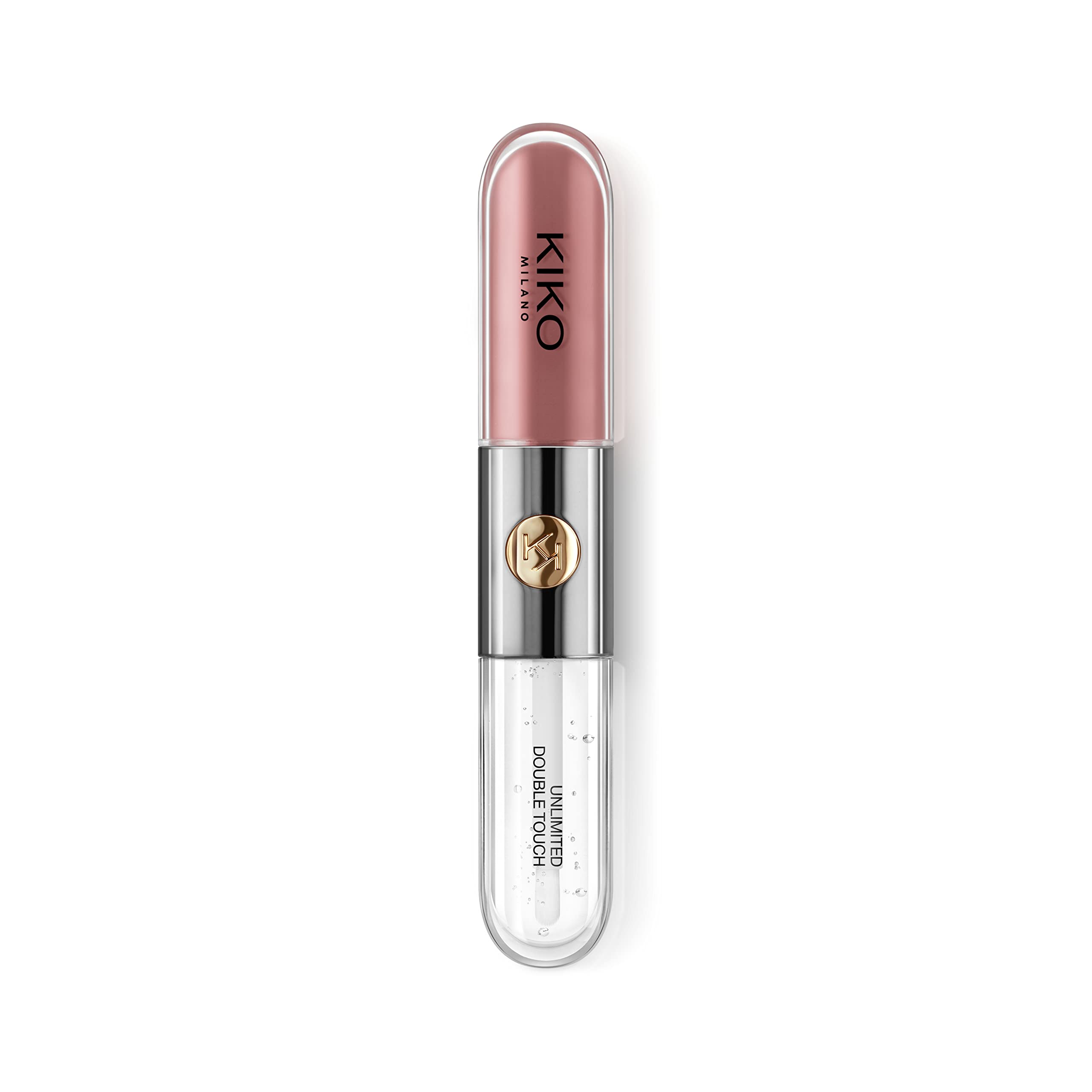 Kiko Milano texture swipe showing glossy topcoat over long-wear base for a radiant finish