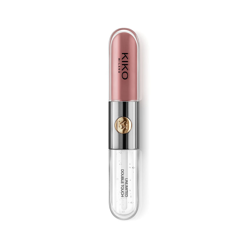 Kiko Milano texture swipe showing glossy topcoat over long-wear base for a radiant finish