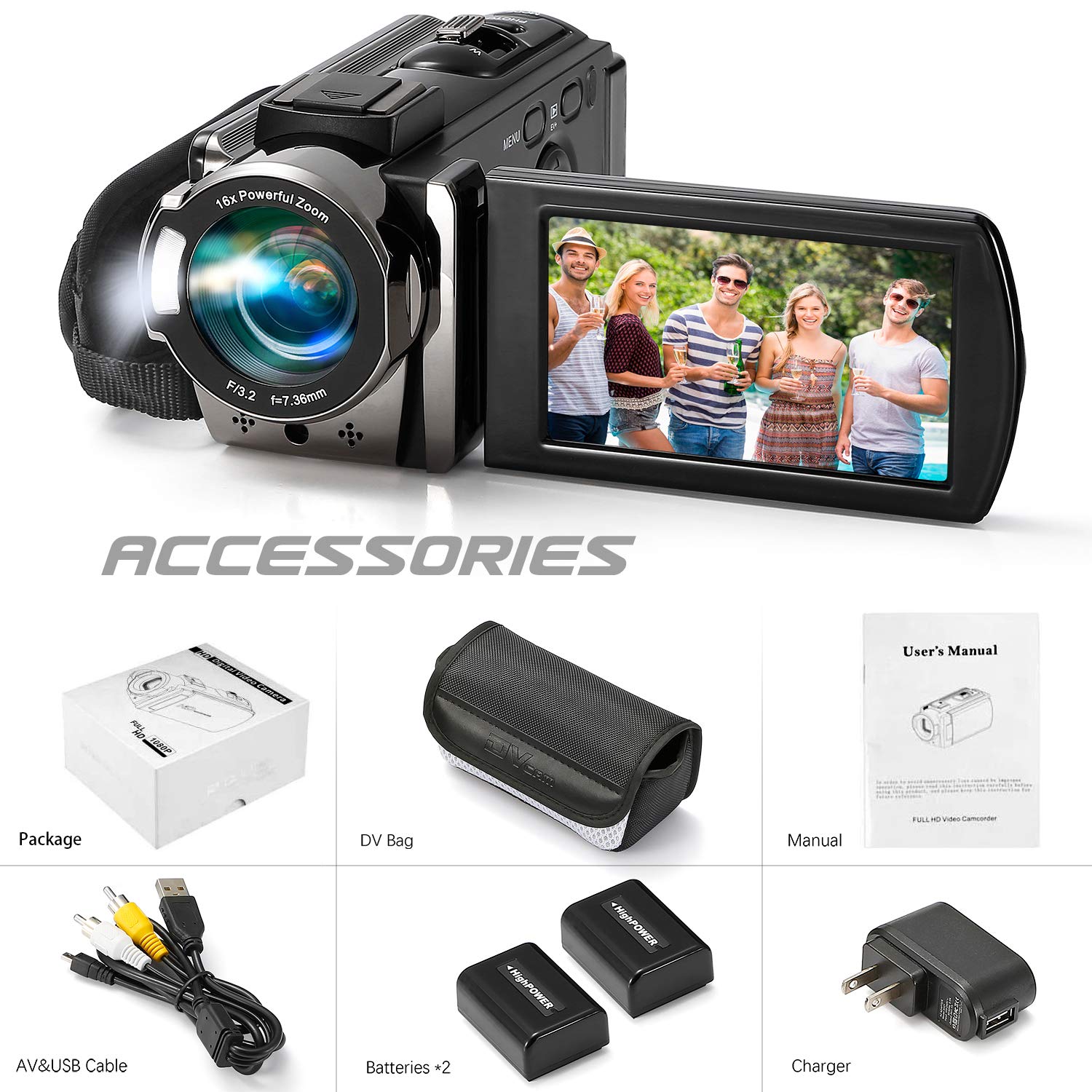 kimire camcorder hooked to TV via AV cable for large-screen playback convenience