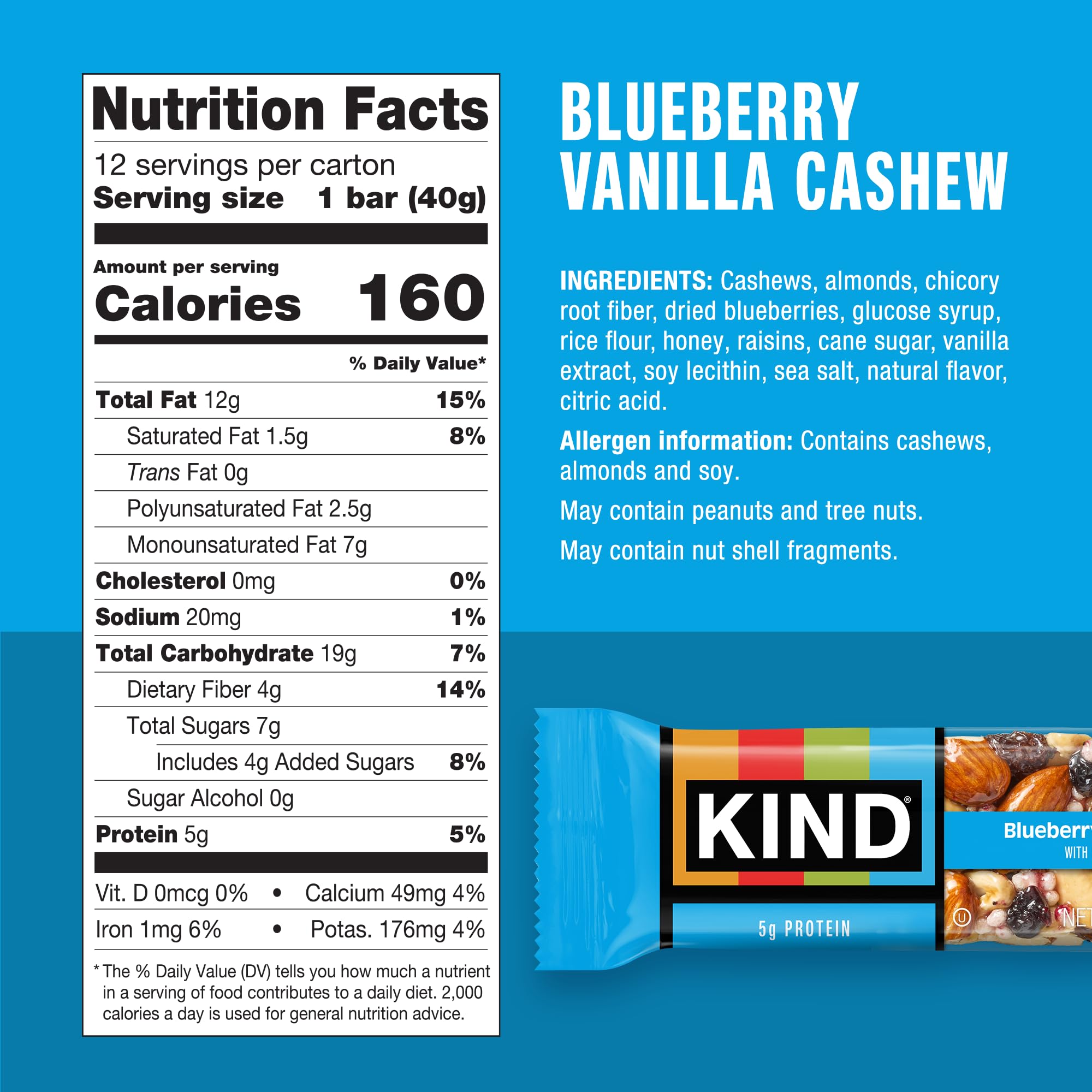 KIND single unwrapped bar displaying nuts and fruit for easy snacking