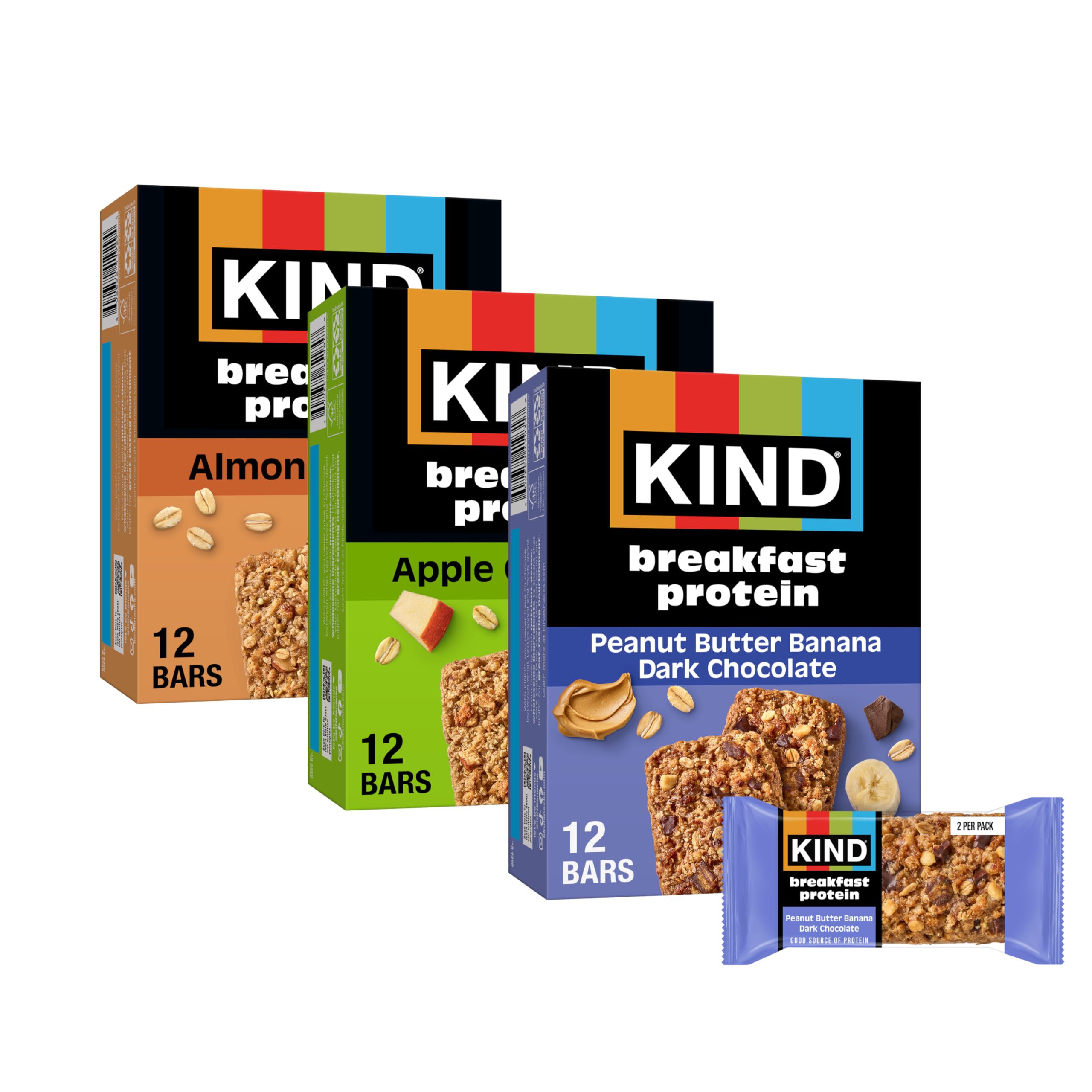 KIND front packaging showing variety pack and convenient breakfast benefit