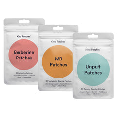 Kind Patches trio front packaging showing all three patch types and compact box benefit clarity