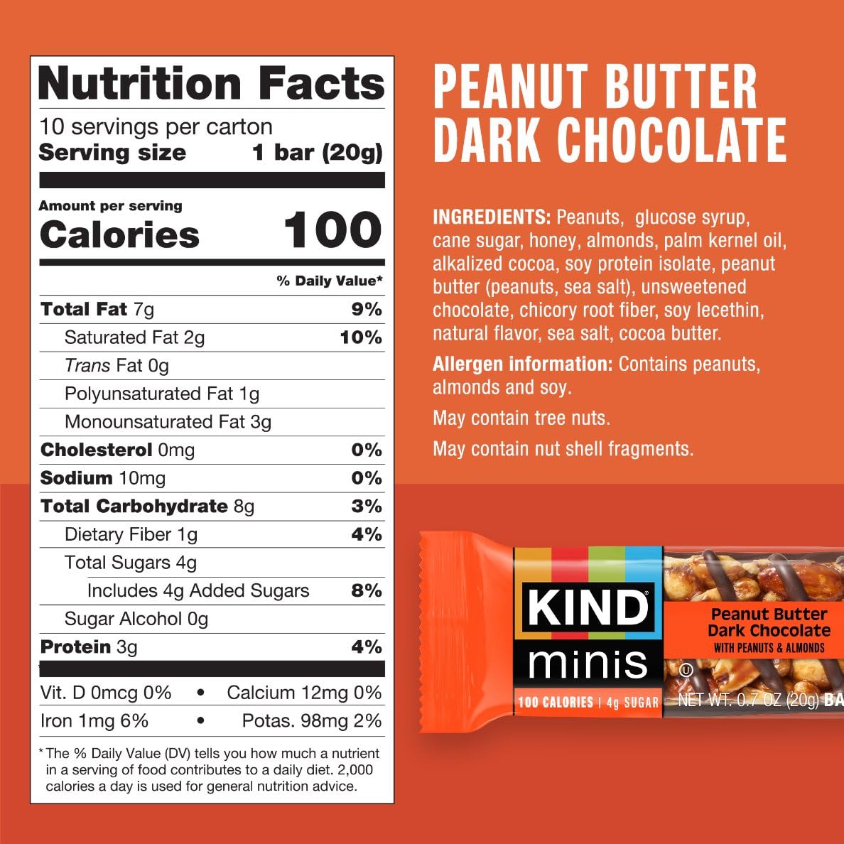 Cross-section of KIND Peanut Butter Dark Chocolate mini revealing nutty filling