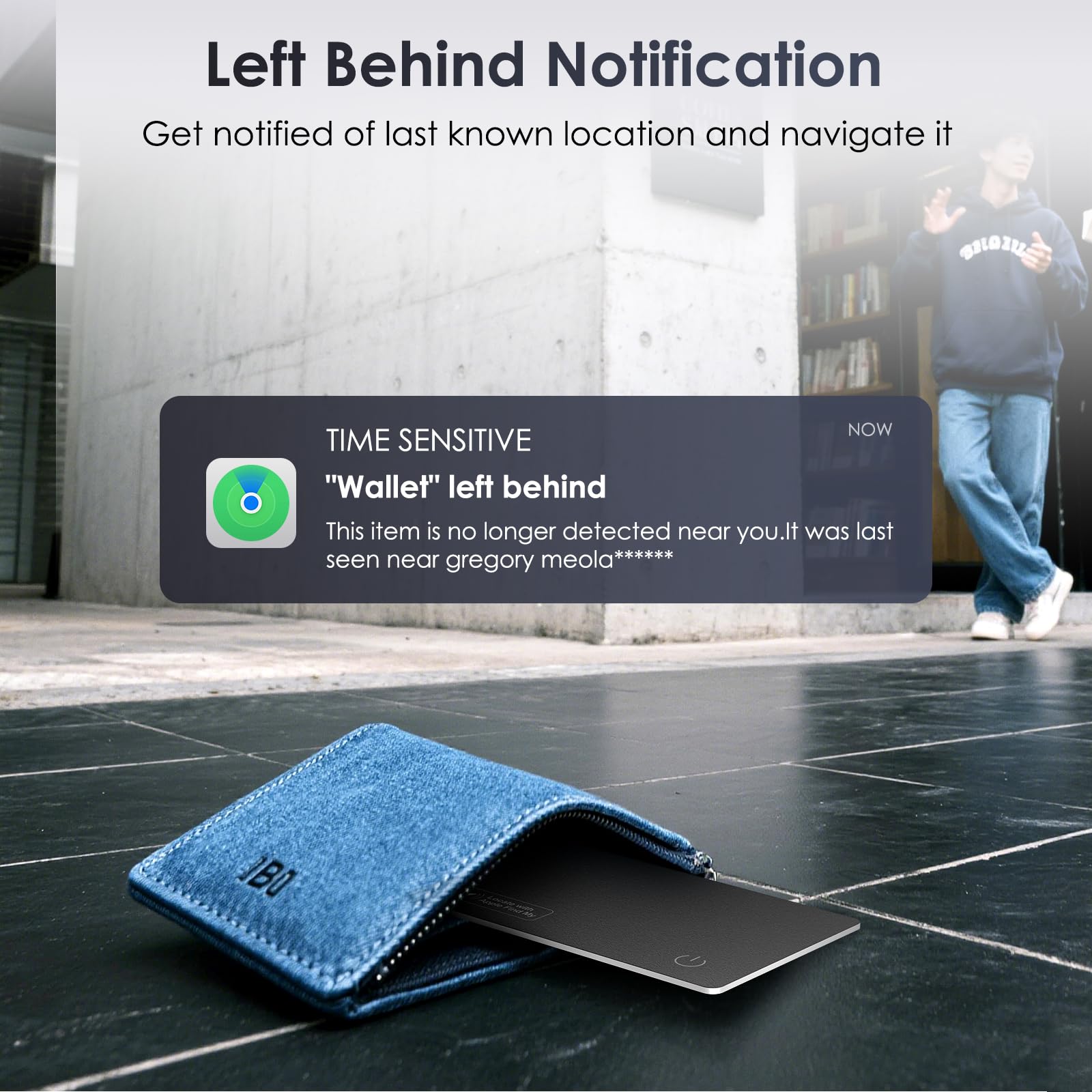 KINDEEP label and icon closeup showing Find My compatibility and privacy benefit