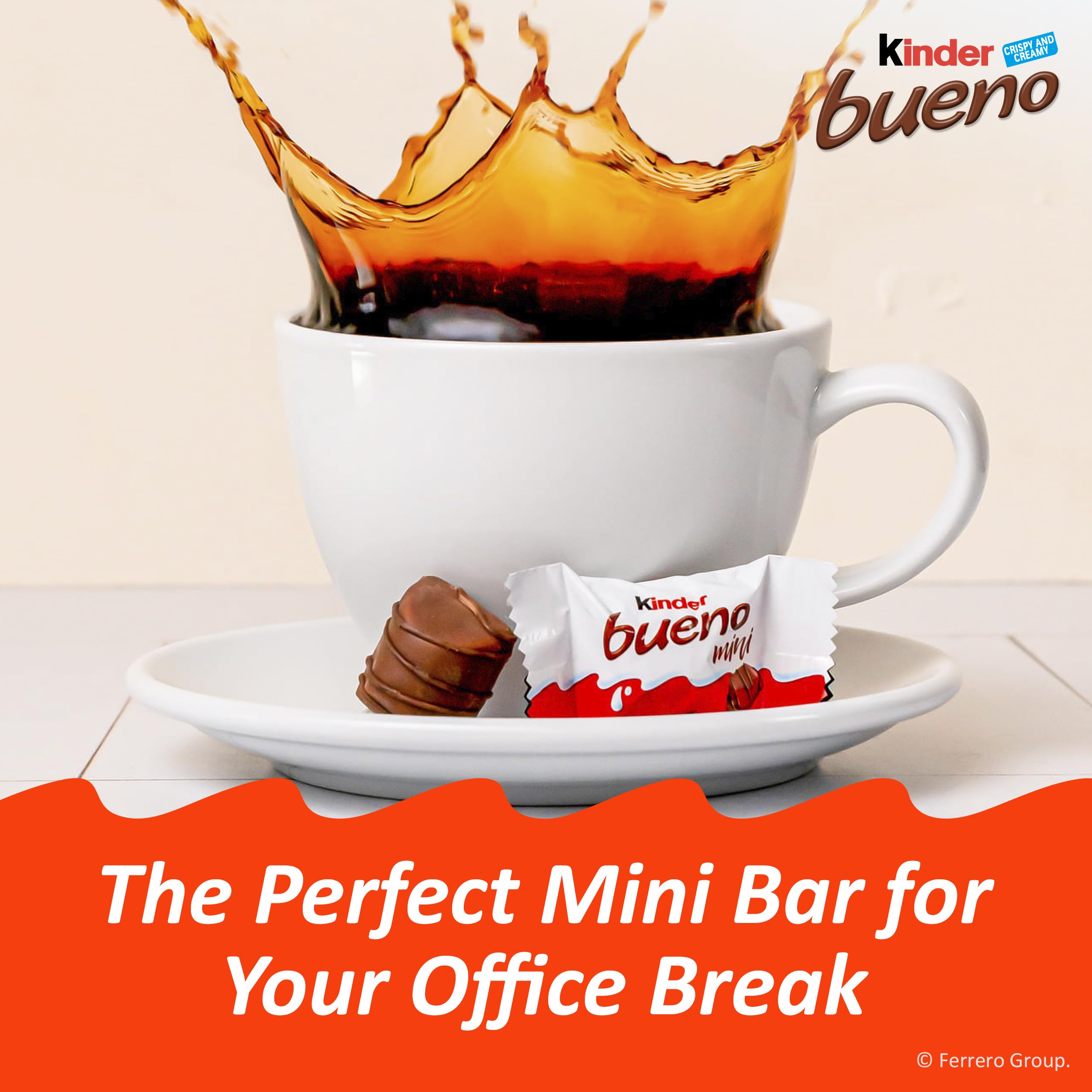 Kinder Bueno mini stacked to highlight crisp wafer texture