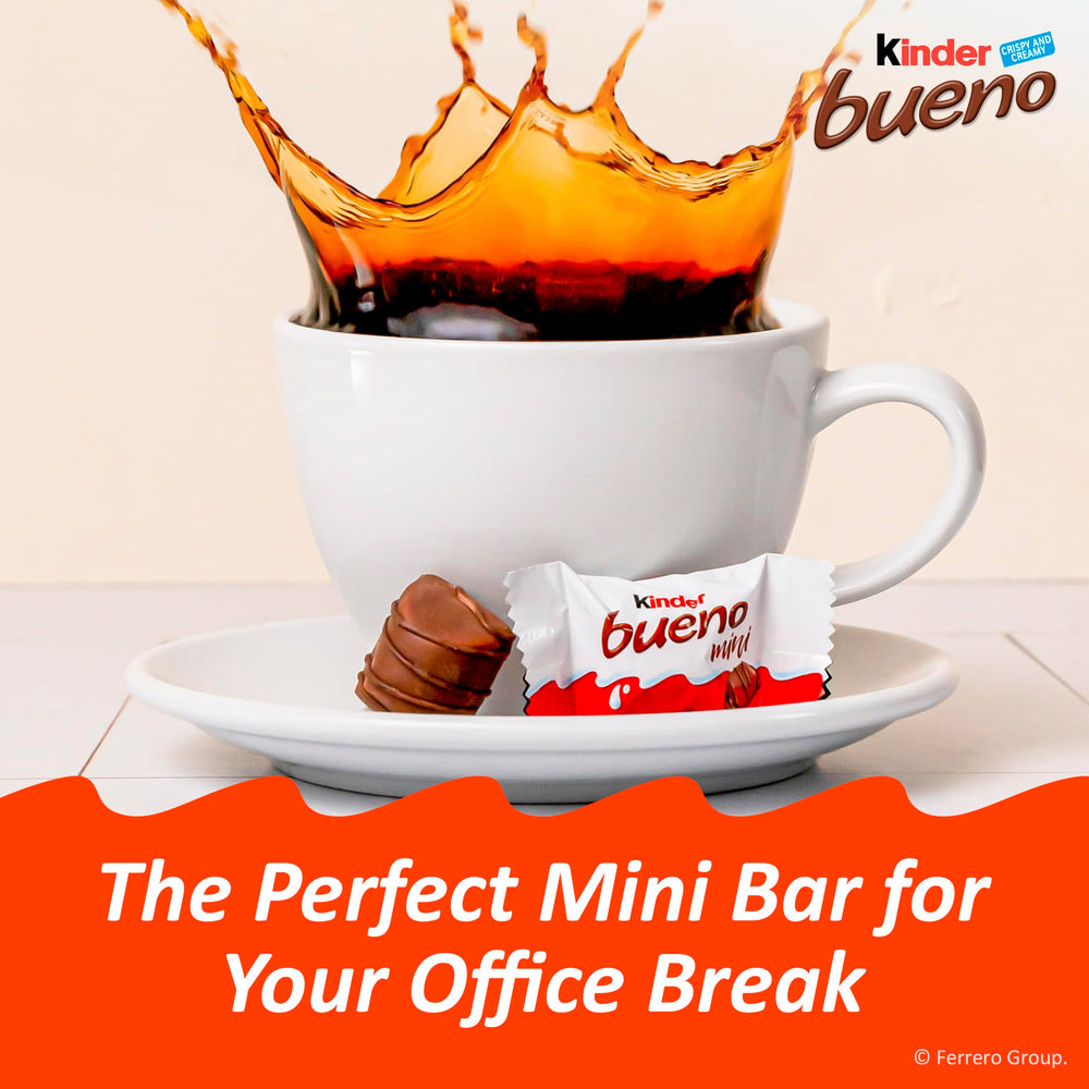 Kinder Bueno mini stacked to highlight crisp wafer texture