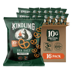 Kindling front packaging showing sea salt bag and brand benefits