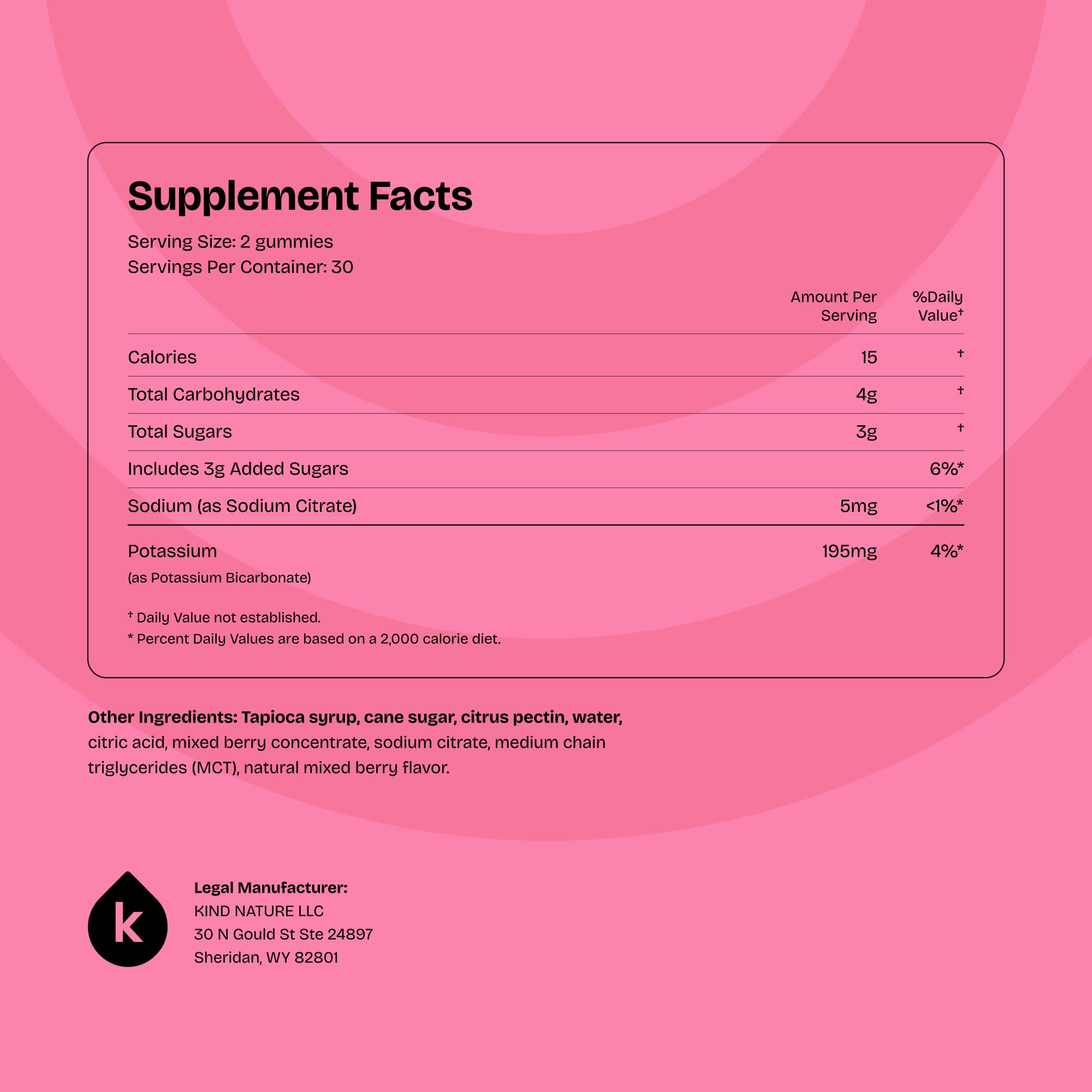 kindnature packaging and supplement facts panel showing clear dosing