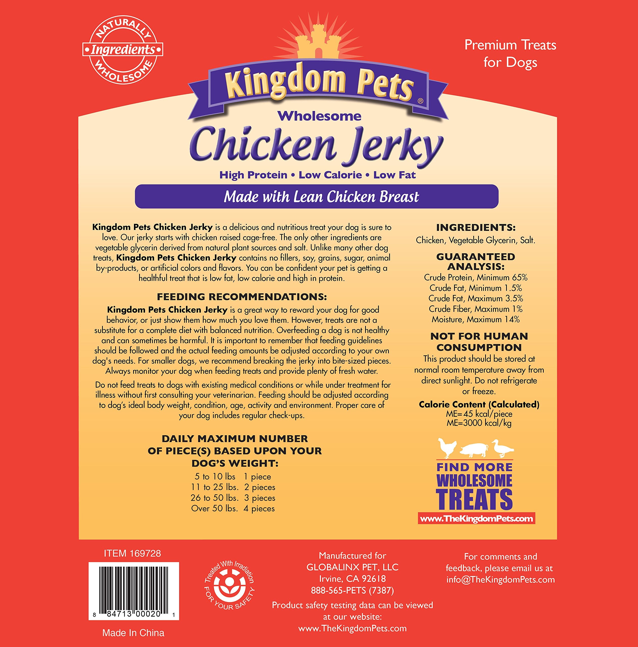 Kingdom Pets close-up of chicken jerky texture highlighting tender, air-dried quality