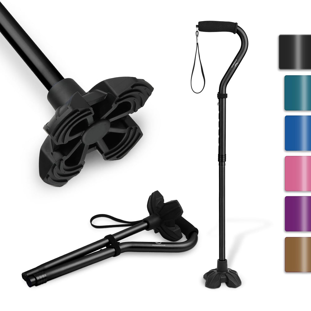 KINGGEAR front view of cane showing stable quad base and frame for confident support