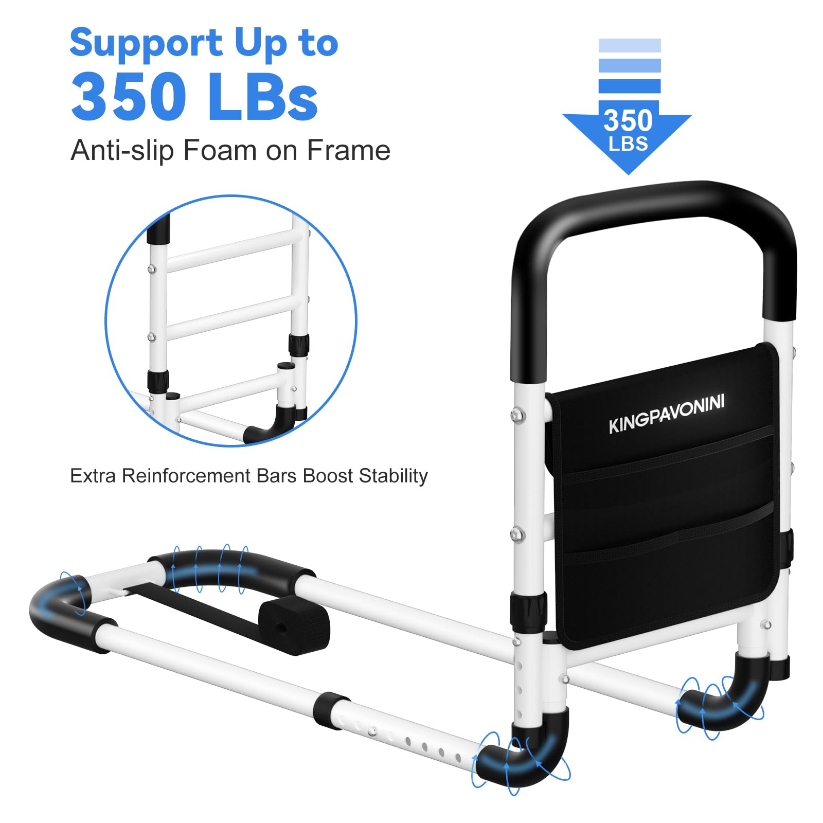 KingPavonini base detail with anti-slip foam for improved mattress grip and stability