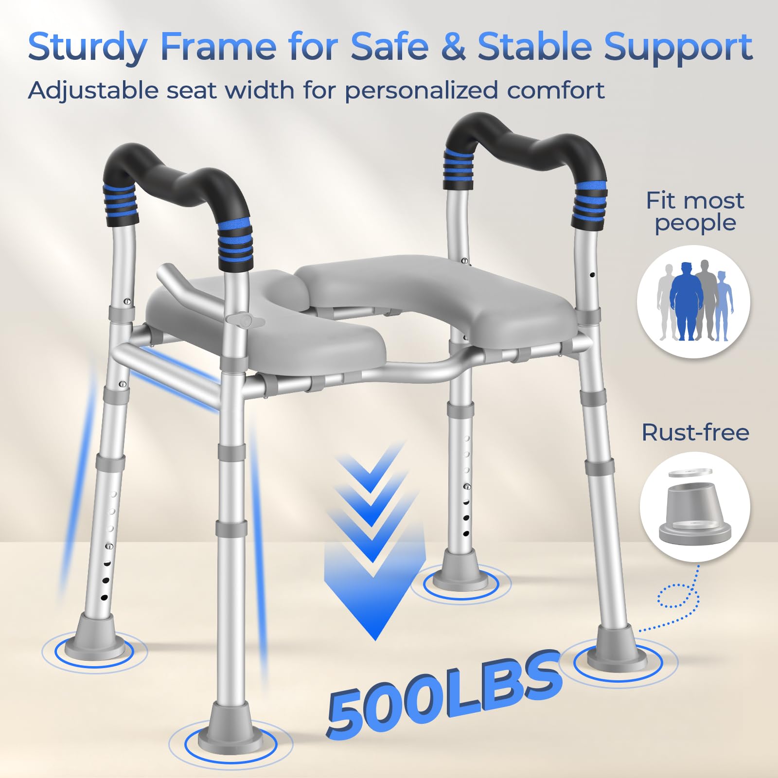 KingPavonini V-frame under-seat view for easier cleaning and hygiene