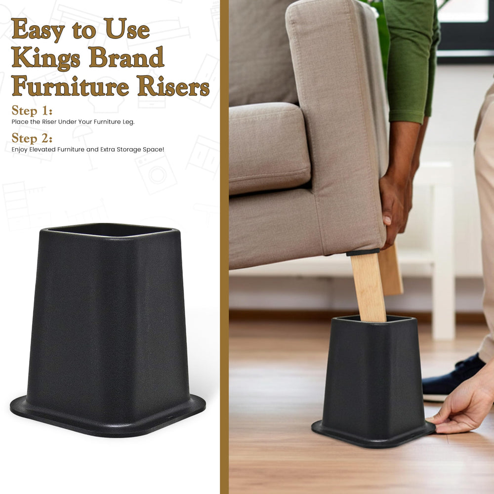 Kings Brand Furniture furniture leg seated in riser demonstrating easy installation