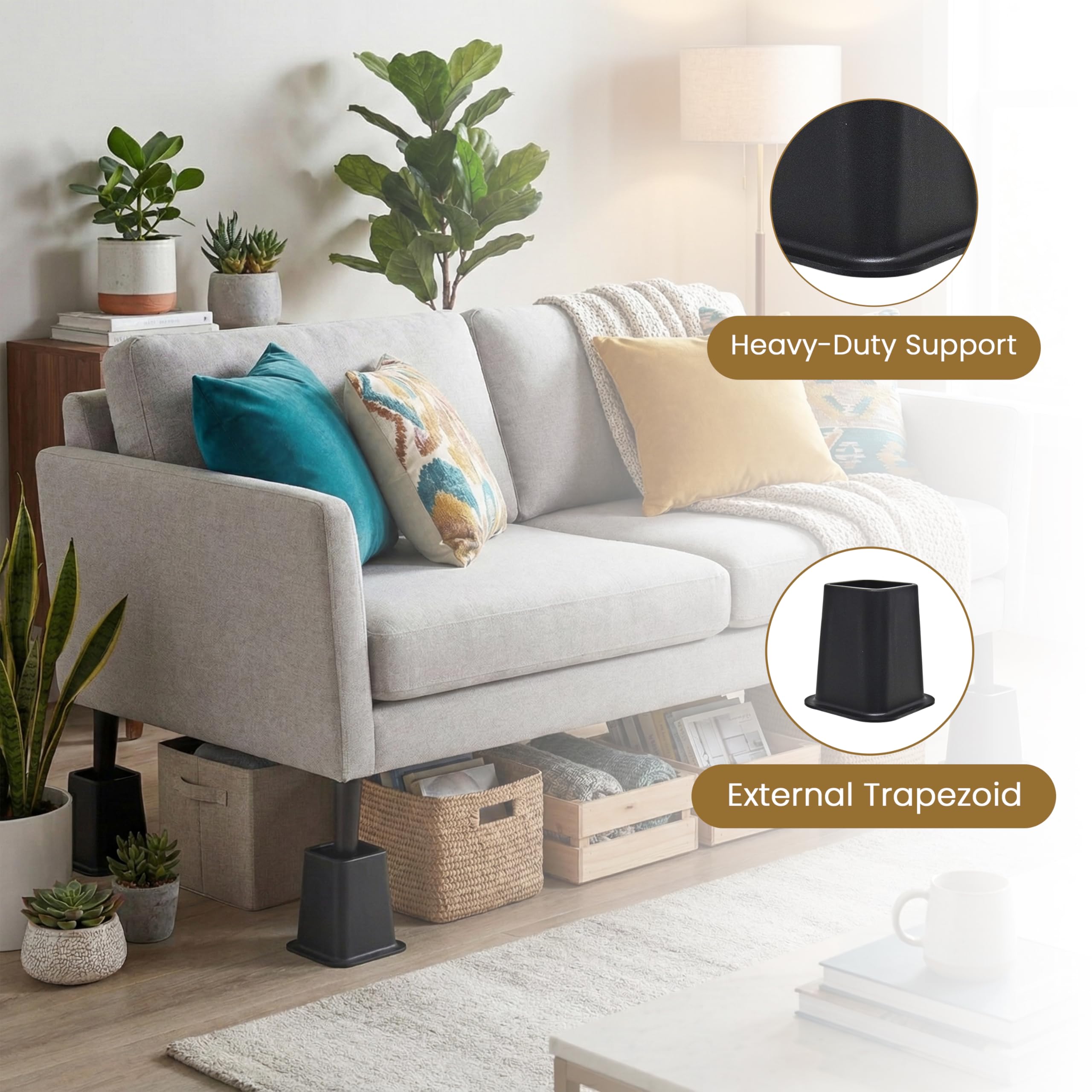 Kings Brand Furniture size comparison with ruler highlighting exact 6 inch lift