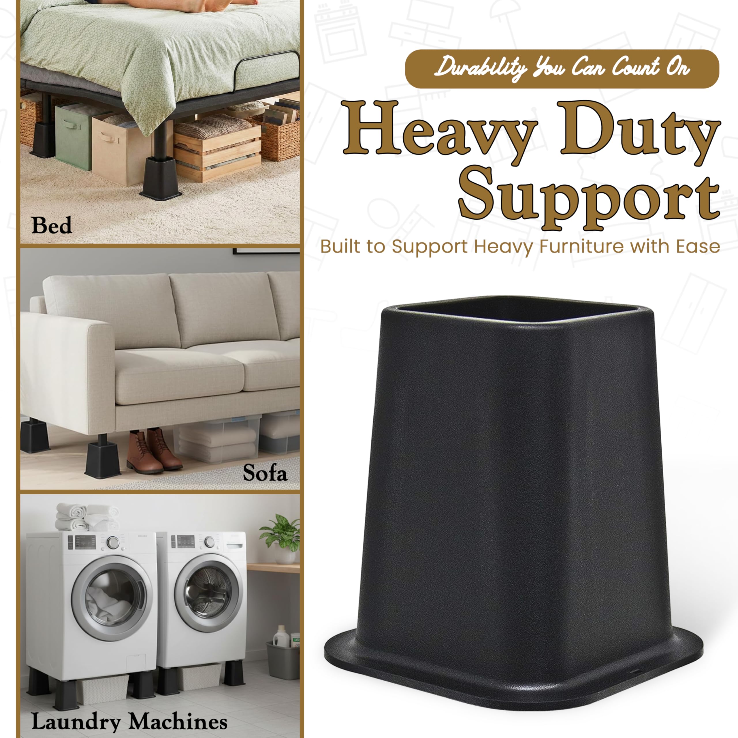 Kings Brand Furniture under-bed storage demo with bins and increased clearance