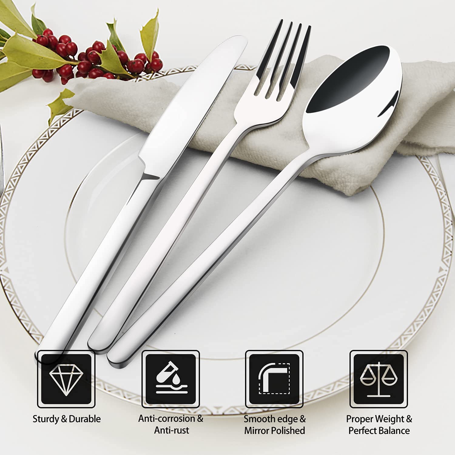 KINGSTONE dinner knife close-up highlighting sharp edge and comfortable handle balance
