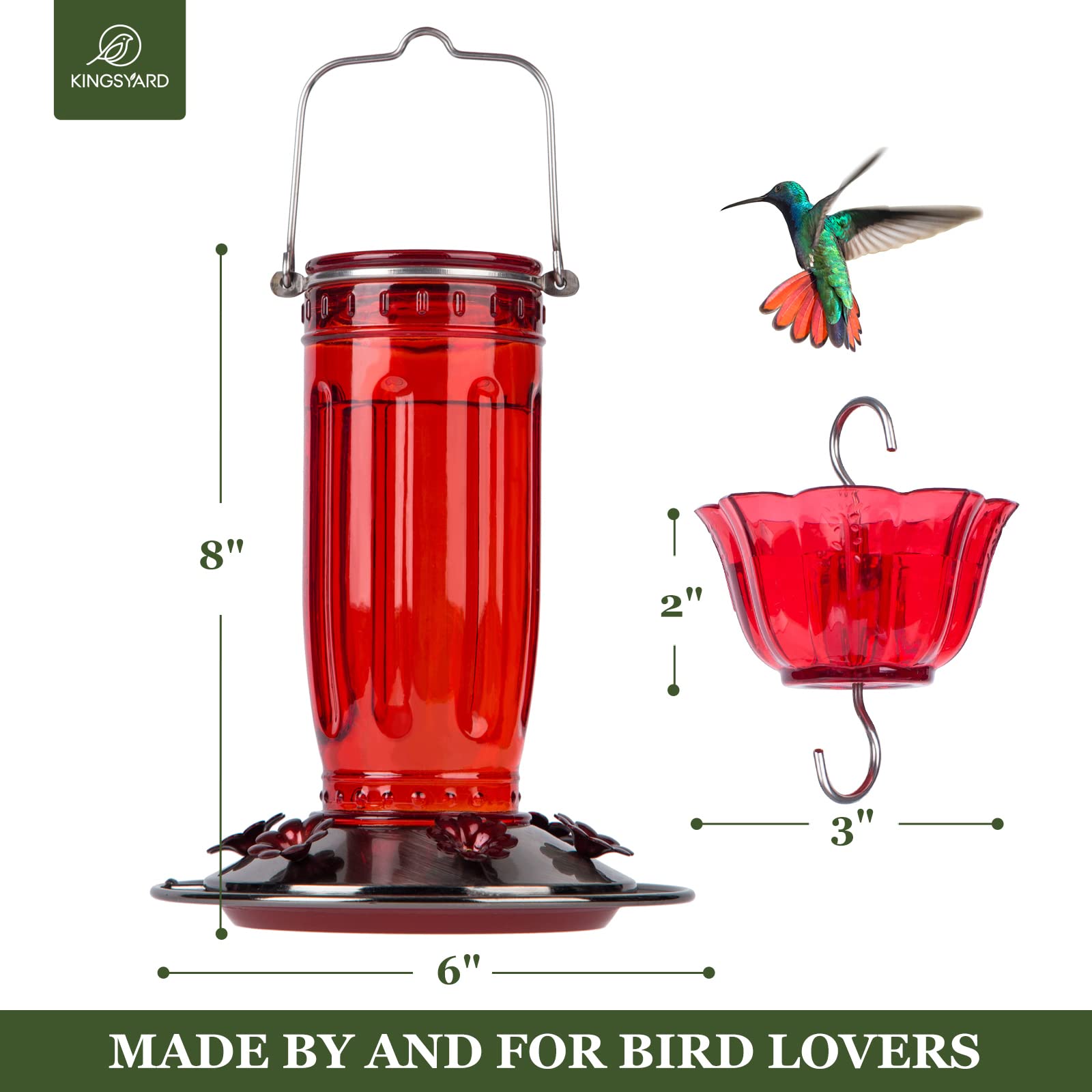 Kingsyard feeder size comparison beside soda can showing 16 oz capacity and scale benefit