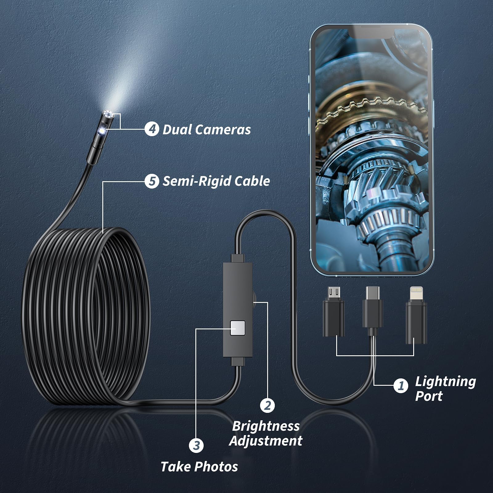 Kinpthy probe head close-up showing dual lenses for clearer inspection views