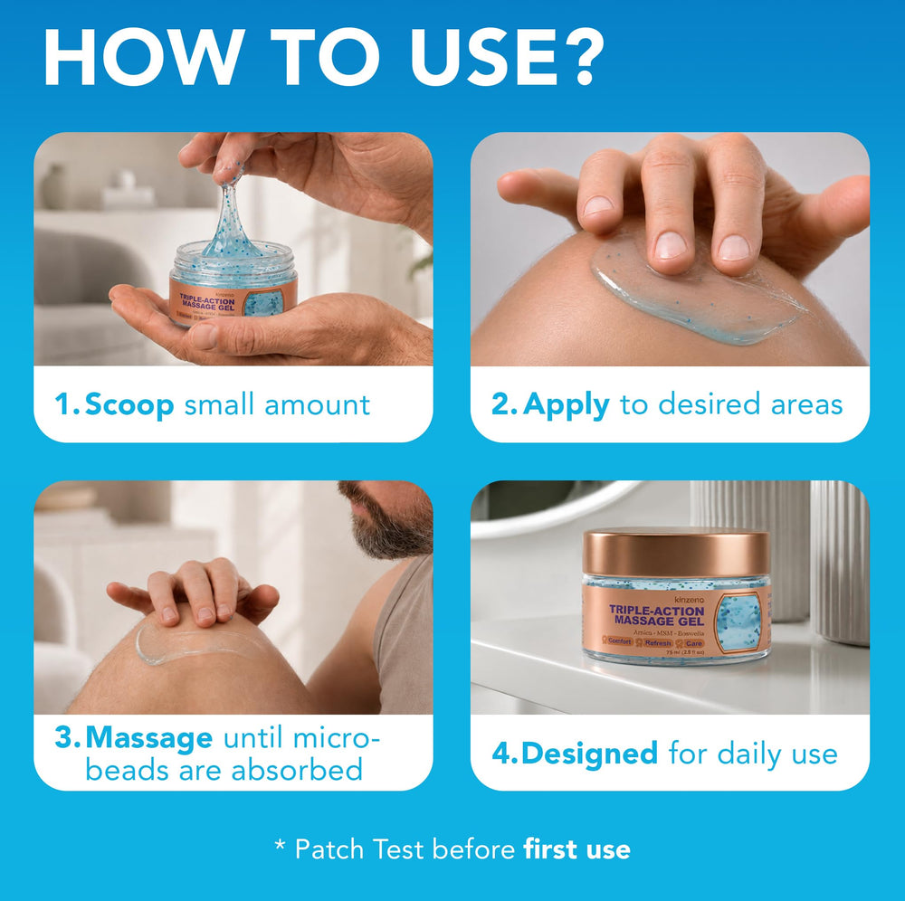 KINZENO application in hand illustrating easy massage spread and cooling feel