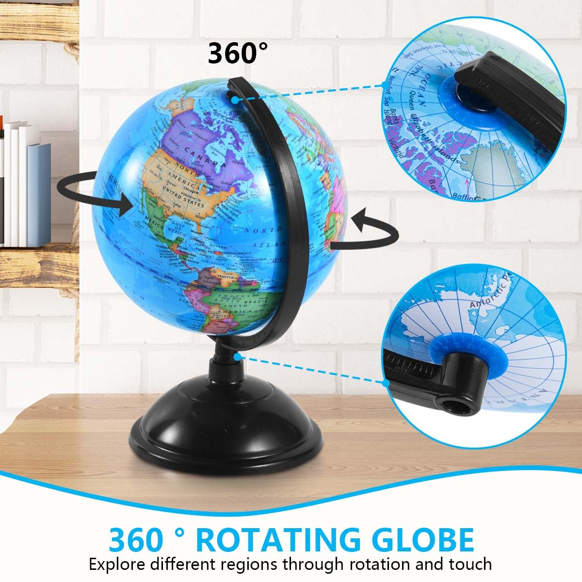 KISEER globe close-up of map texture showing legible text and durable surface
