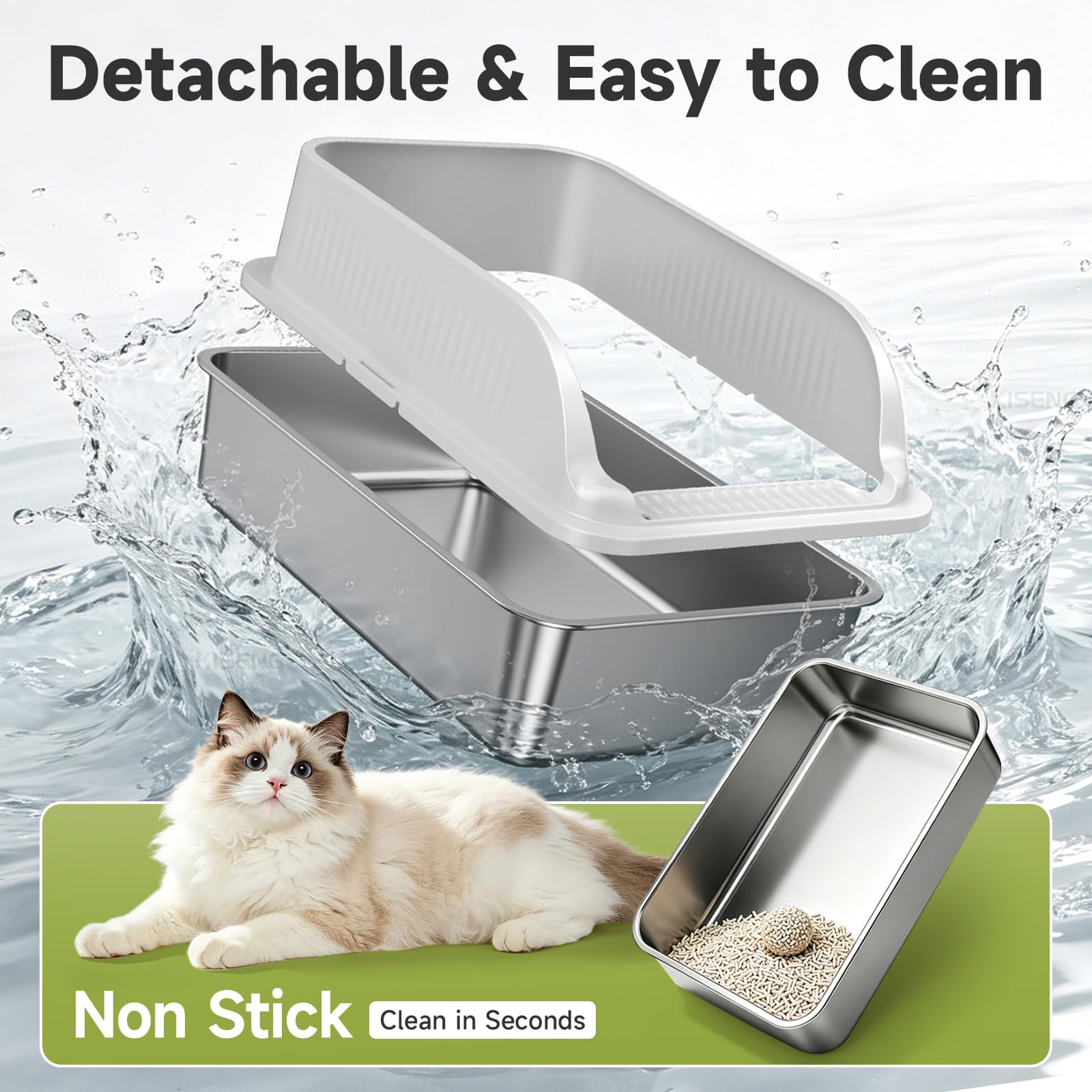 KISENG included scoop and non-slip feet highlighting stability and convenient cleanup