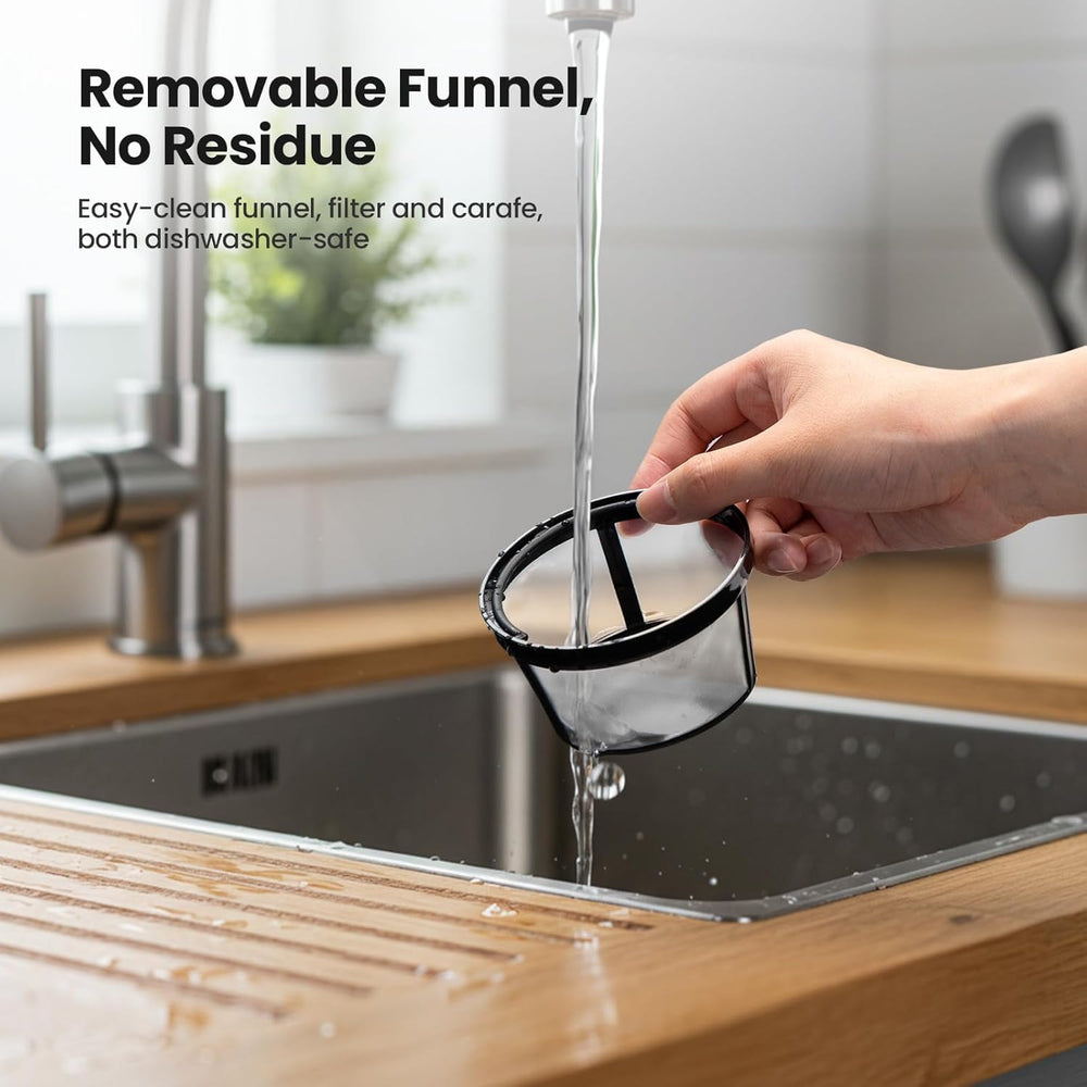 Kismile reusable funnel filter close-up showing dishwasher-safe convenience