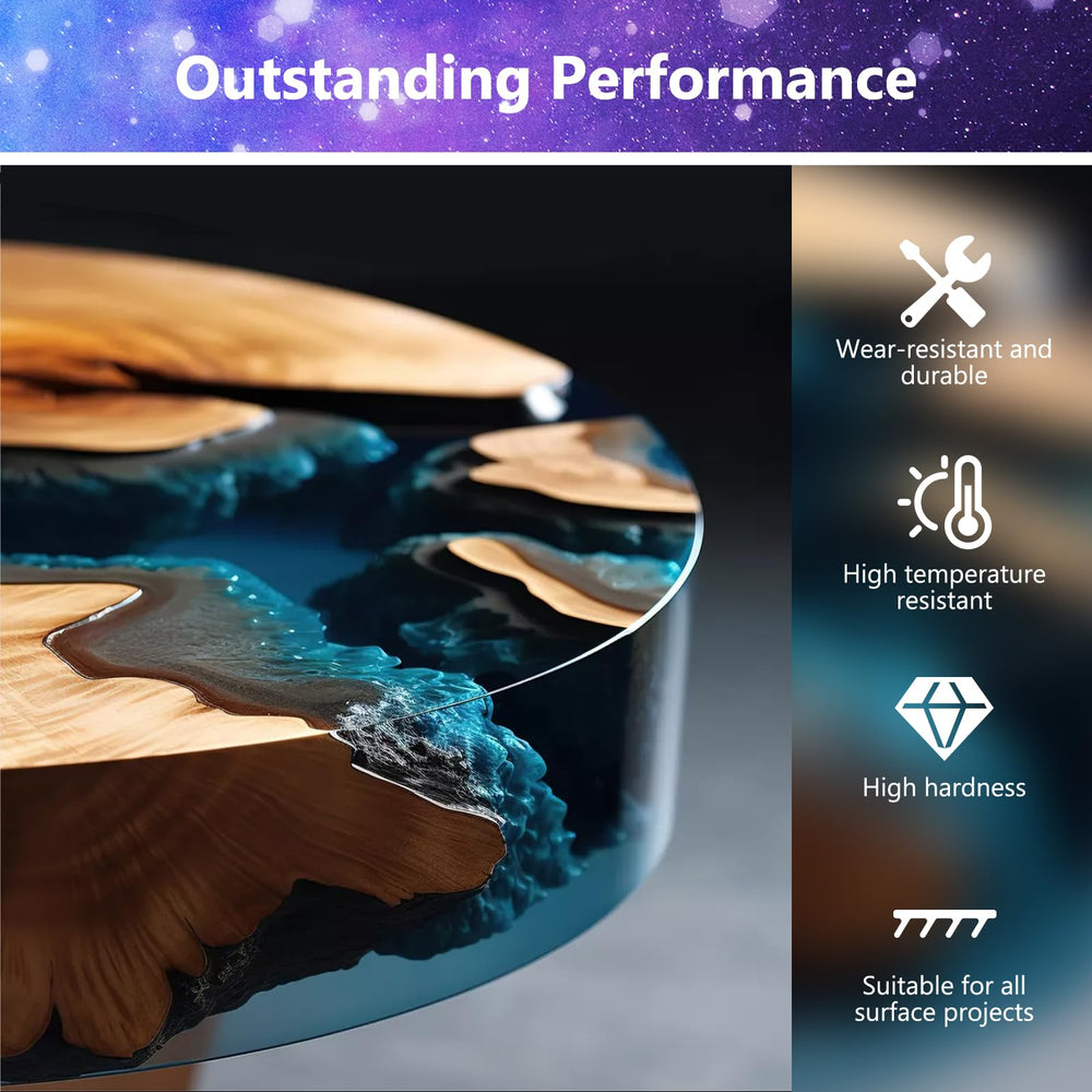 KISREL cured resin on coaster showing non-yellowing durable glossy surface