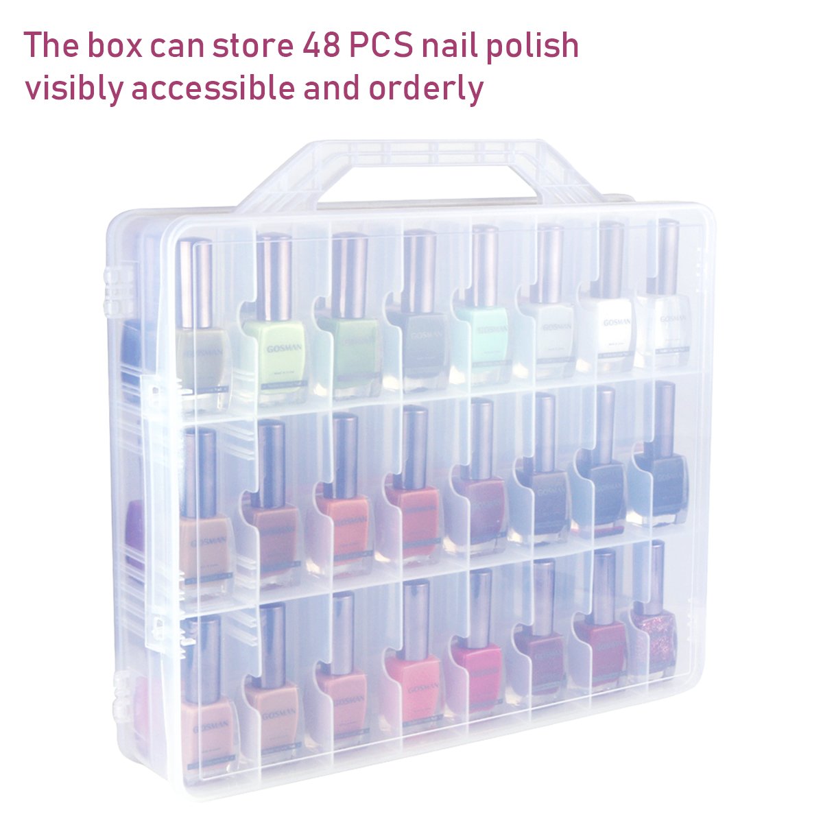 KISSBUTY top view filled with 48 bottles for instant shade selection and tidy storage