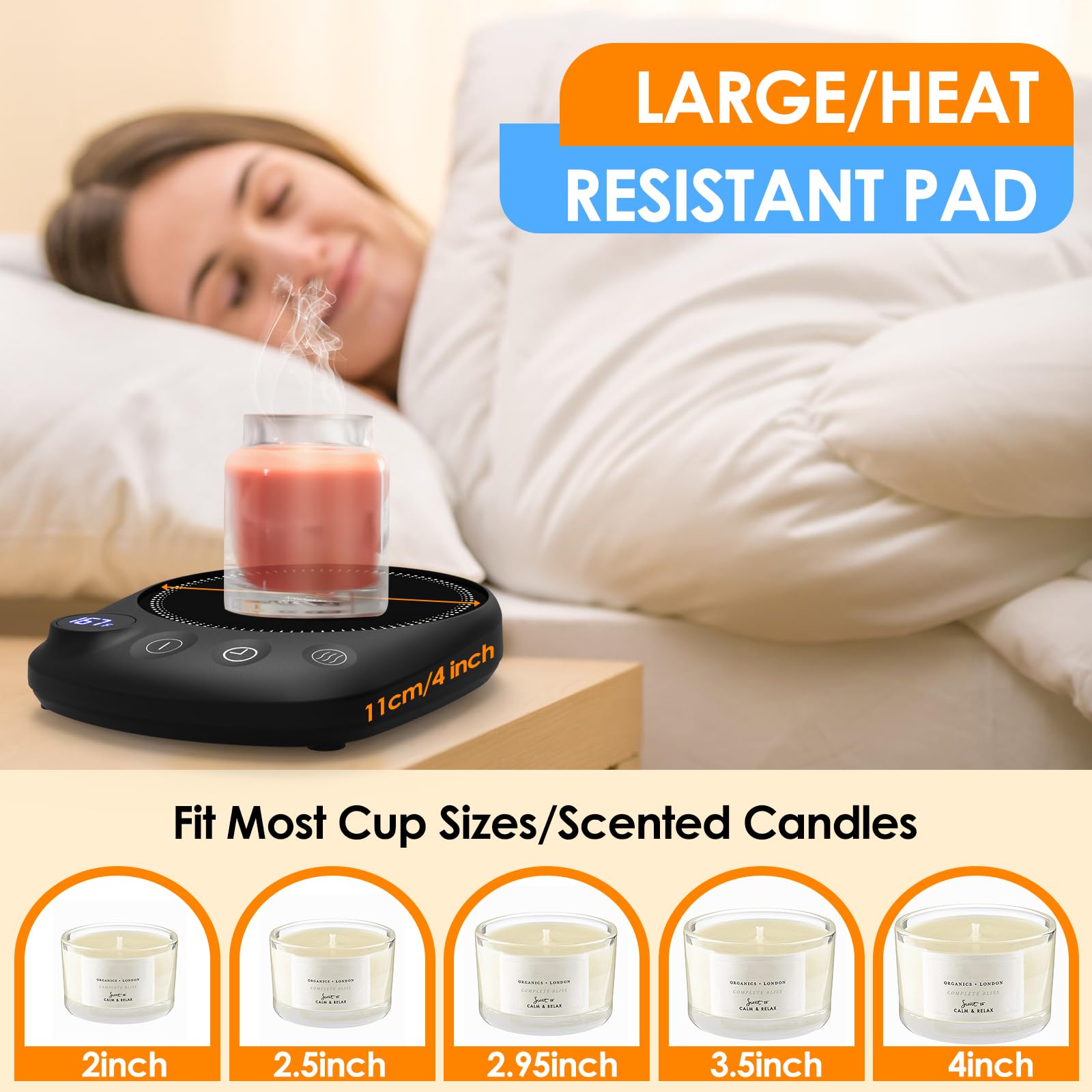 KitchekShop lifestyle desk setting with warmer keeping coffee hot during work