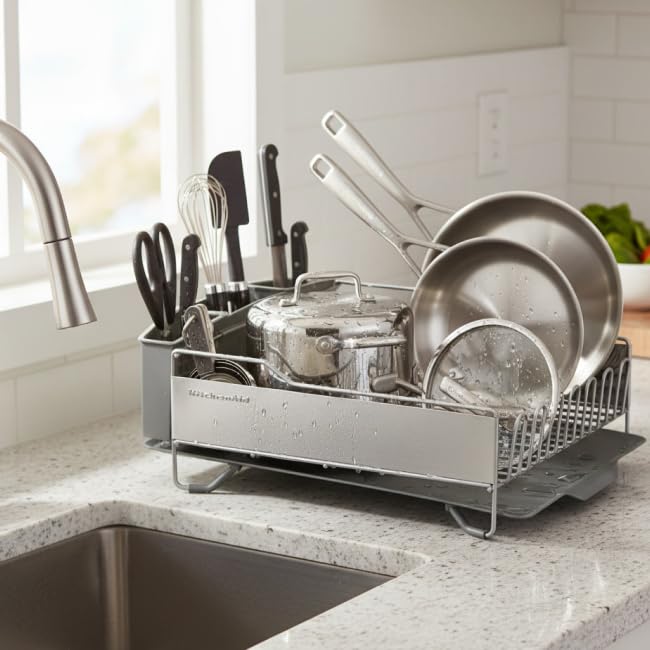 KitchenAid angled drainboard detail directing water to sink and keeping counters dry