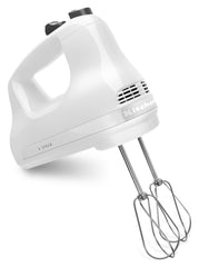 KitchenAid hand mixer front view showing controls and white finish for easy use