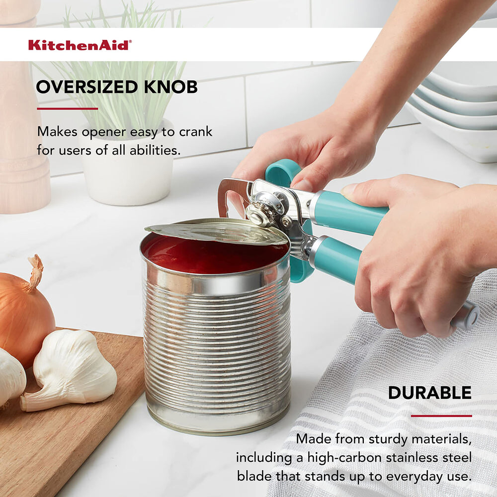 KitchenAid on kitchen counter in Aqua Sky enhancing style and everyday use