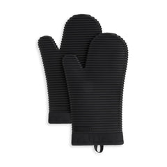 KitchenAid matte black oven mitts front view showing pair and size protection