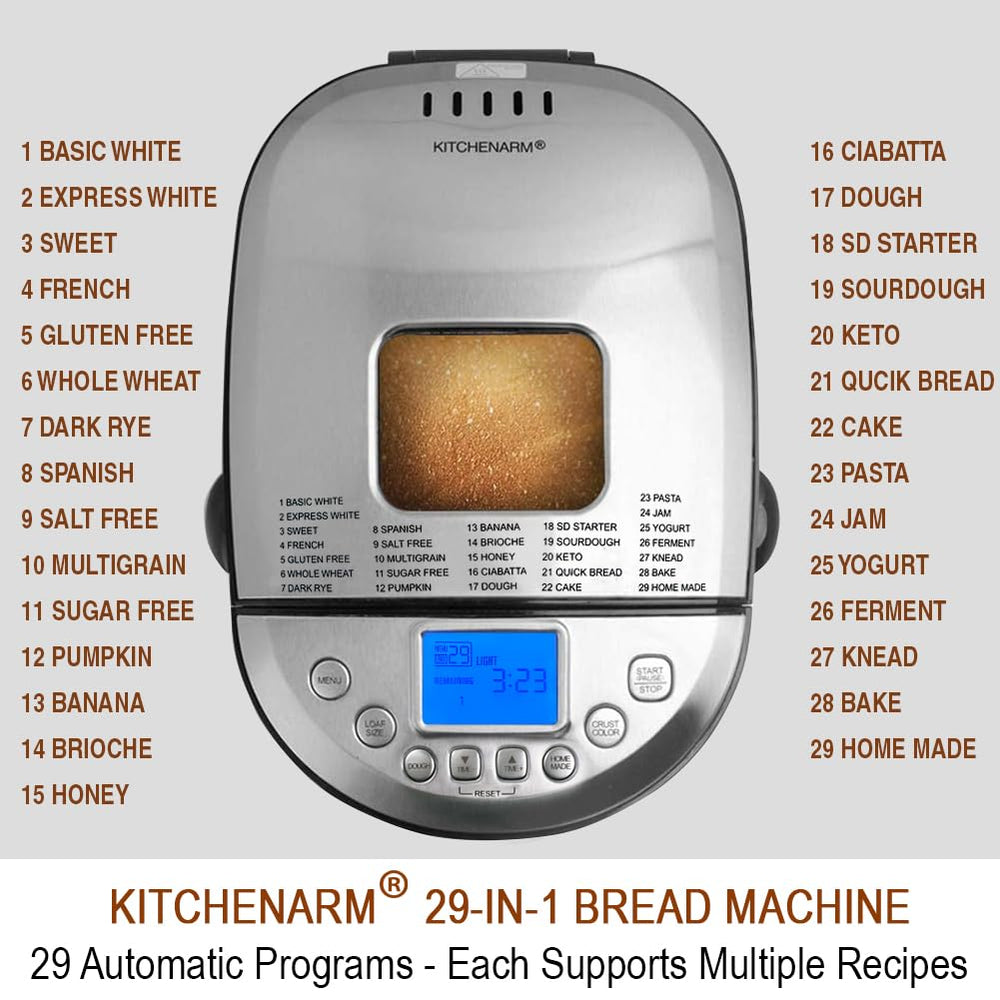 KITCHENARM control panel and 2.5-inch LCD for easy program selection and clarity