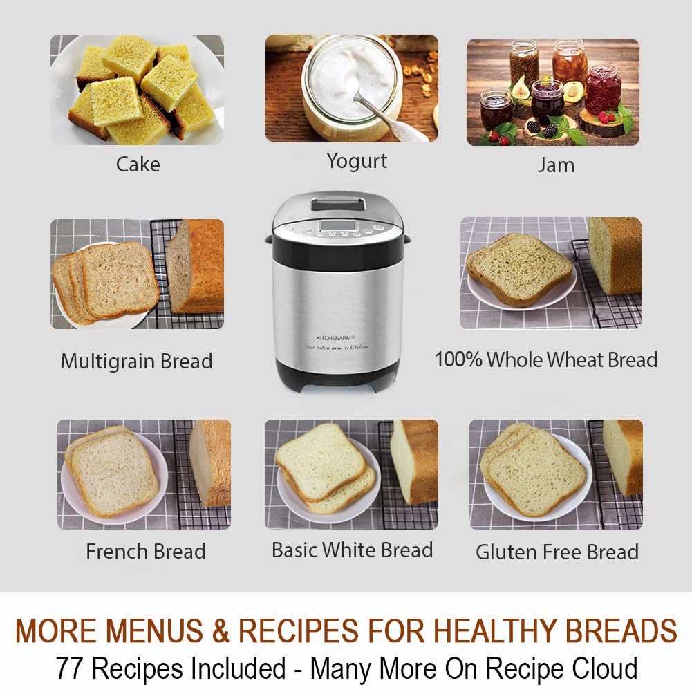 KITCHENARM ingredient hatch and ADD-NUTS alarm aiding precise mix-in timing