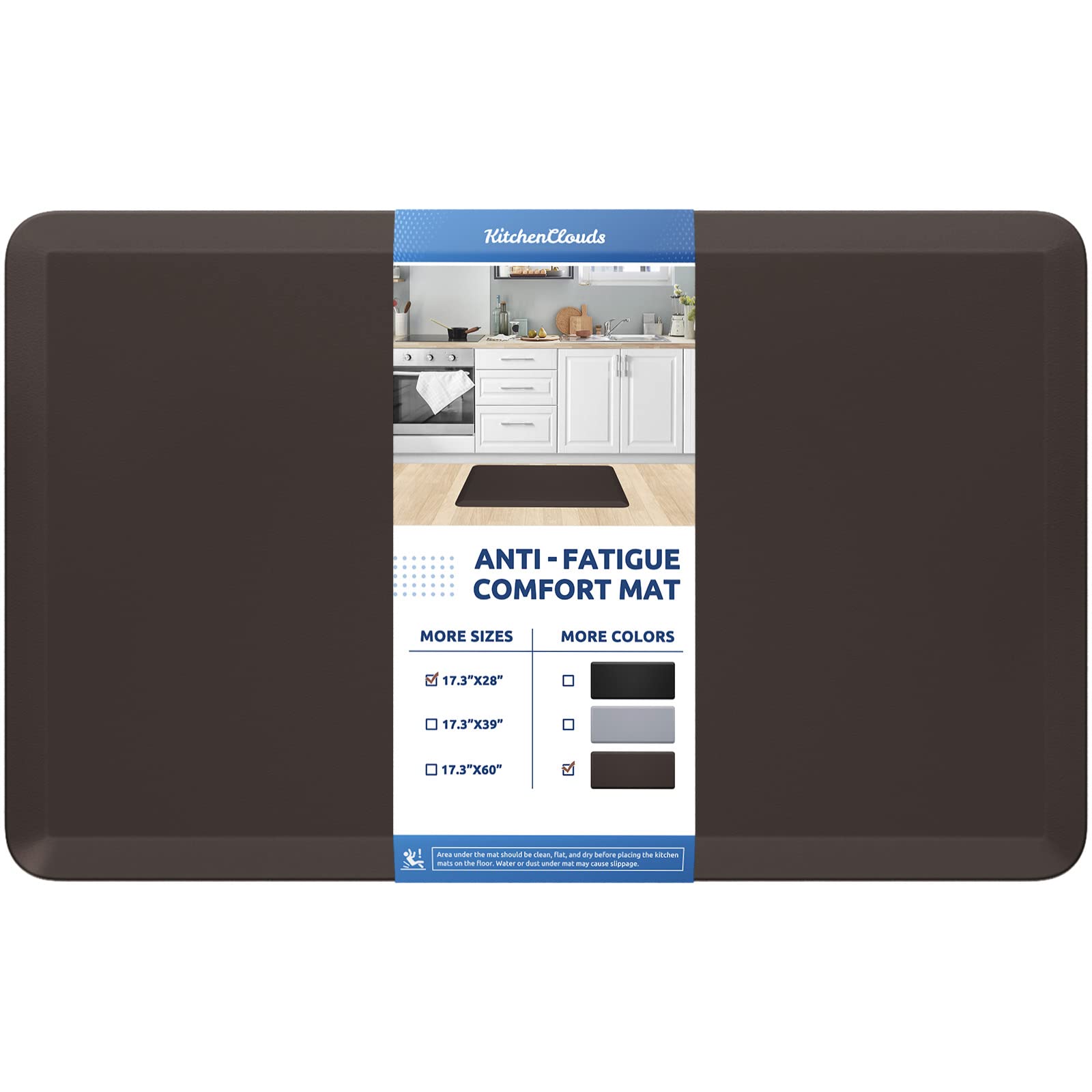 KitchenClouds front view of cushioned mat showing neutral color and fit