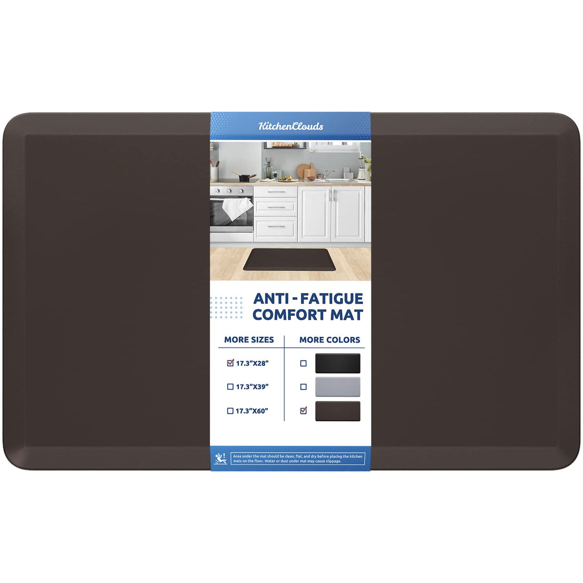 KitchenClouds front view of cushioned mat showing neutral color and fit