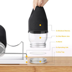 Kitmiido stainless-steel stand holding jars at an angle to improve drainage and airflow