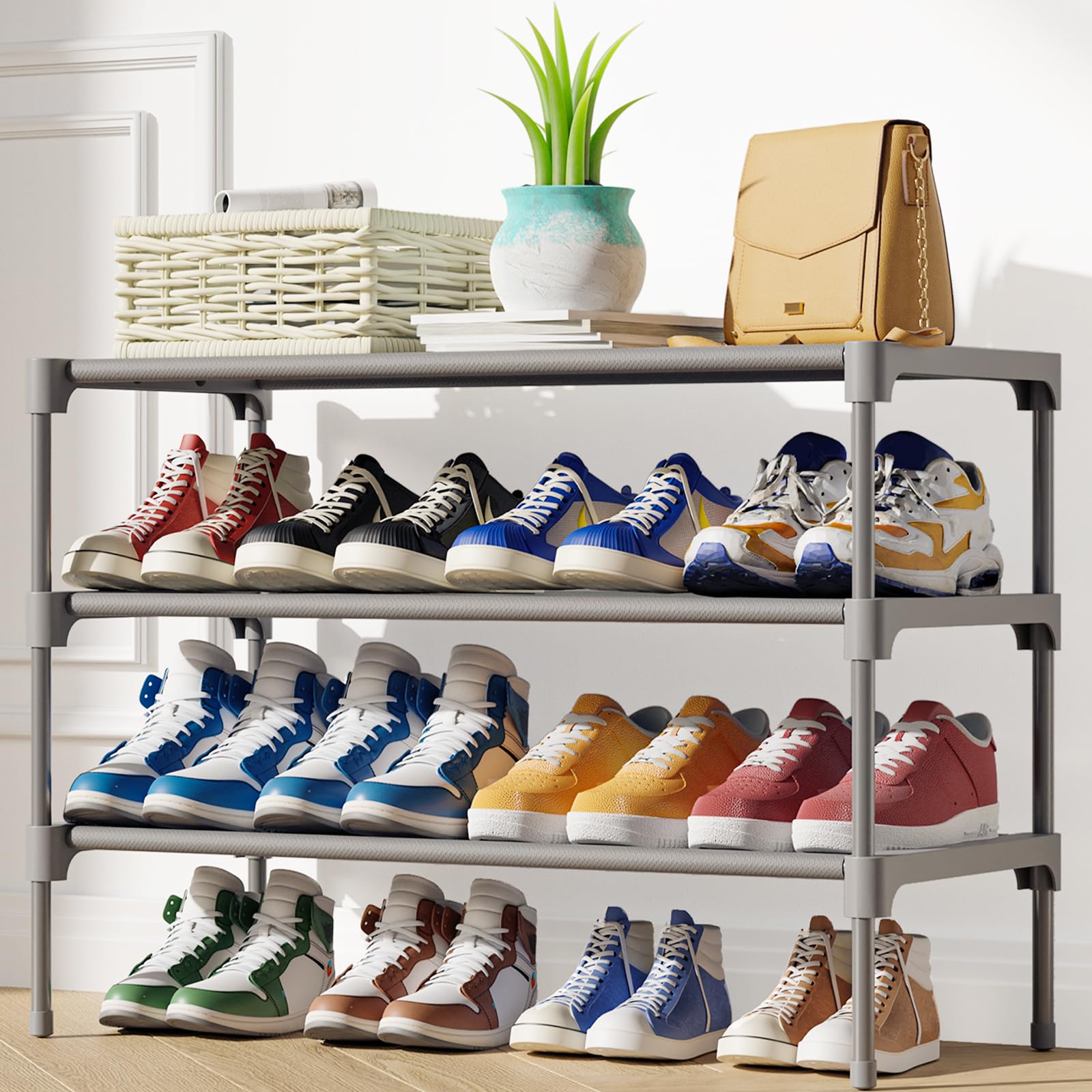 Kitsure close-up of non-woven shelf fabric protecting shoes from dust