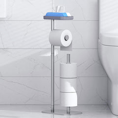 Kitsure front view silver toilet paper holder showing compact design and neat storage