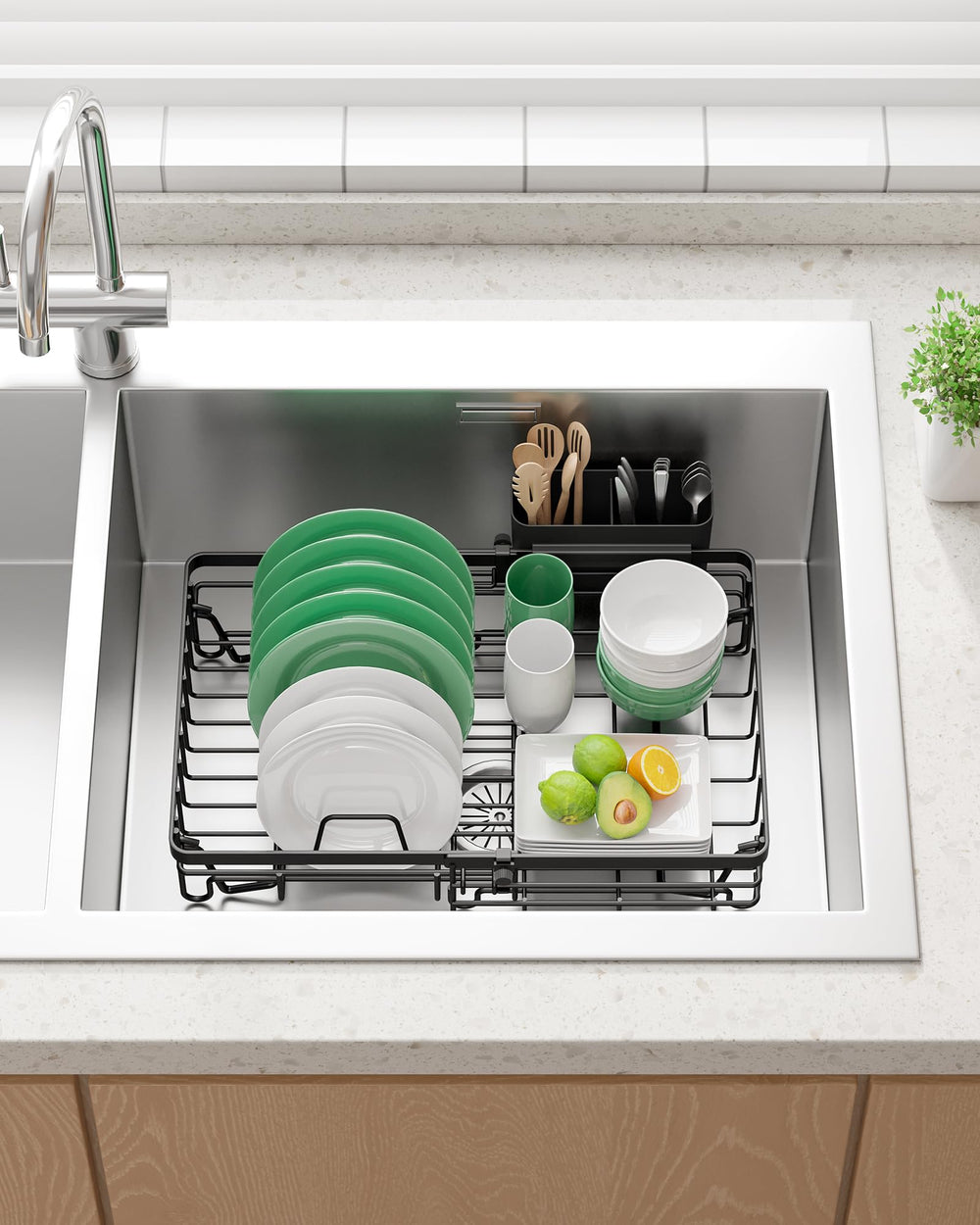 Kitsure lifestyle kitchen scene showing versatile placement and tidy counters