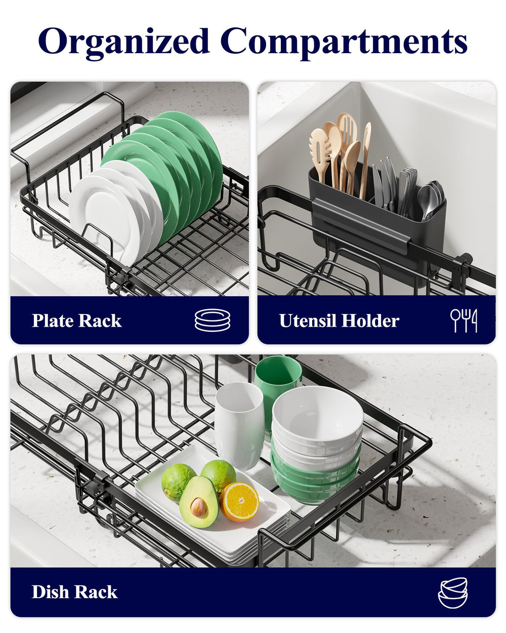 Kitsure on countertop used as extra drying station to free sink area